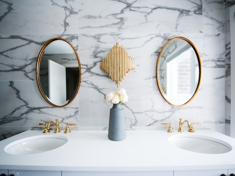 Well-appointed bathroom — context for aging-in-place grab bar and comfort-height fixture installation