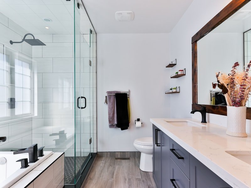 Modern Ottawa bathroom with matte black faucet and fixtures